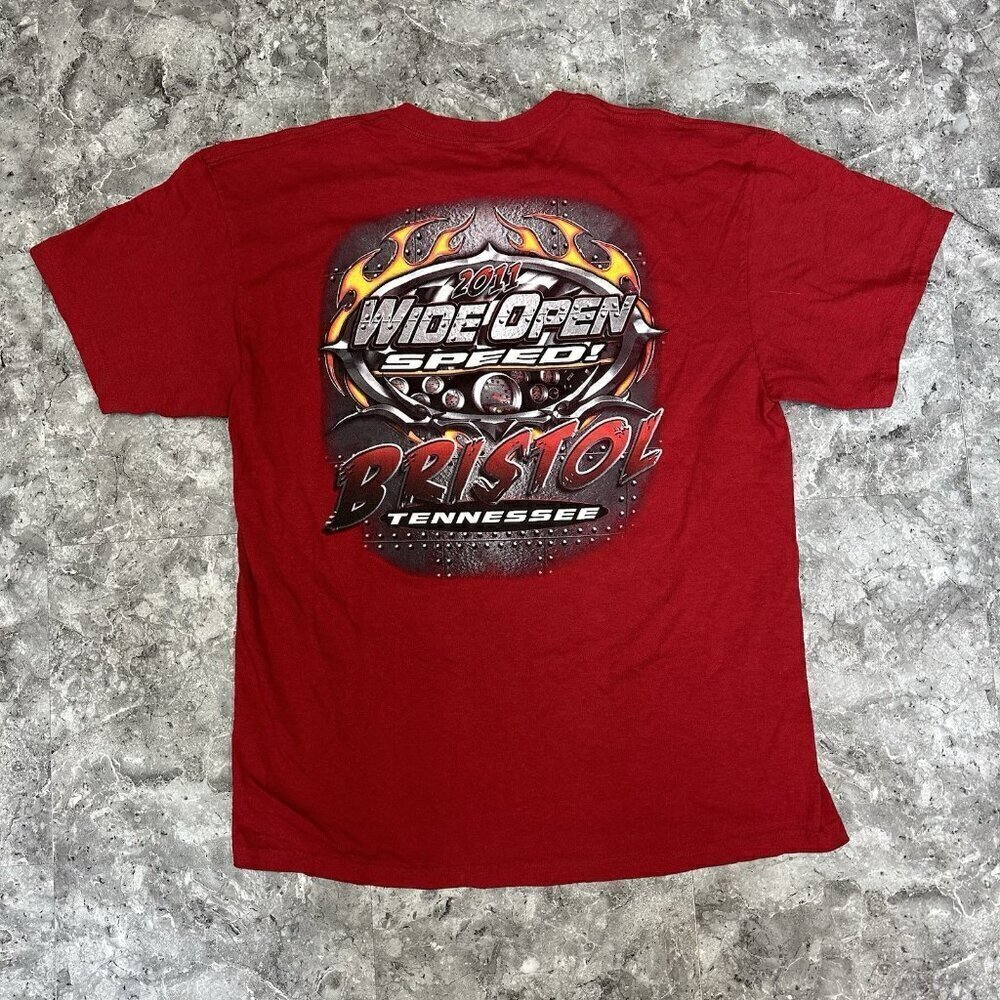 Retro Bristol Nascar Shirt Mens XL Wide Open Seed 2011 Y2K Racing Red